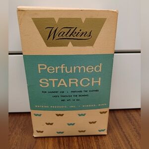 Rare Vintage NOS WATKINS Perfumed Starch 12 oz Unopened Laundry MCM Prop